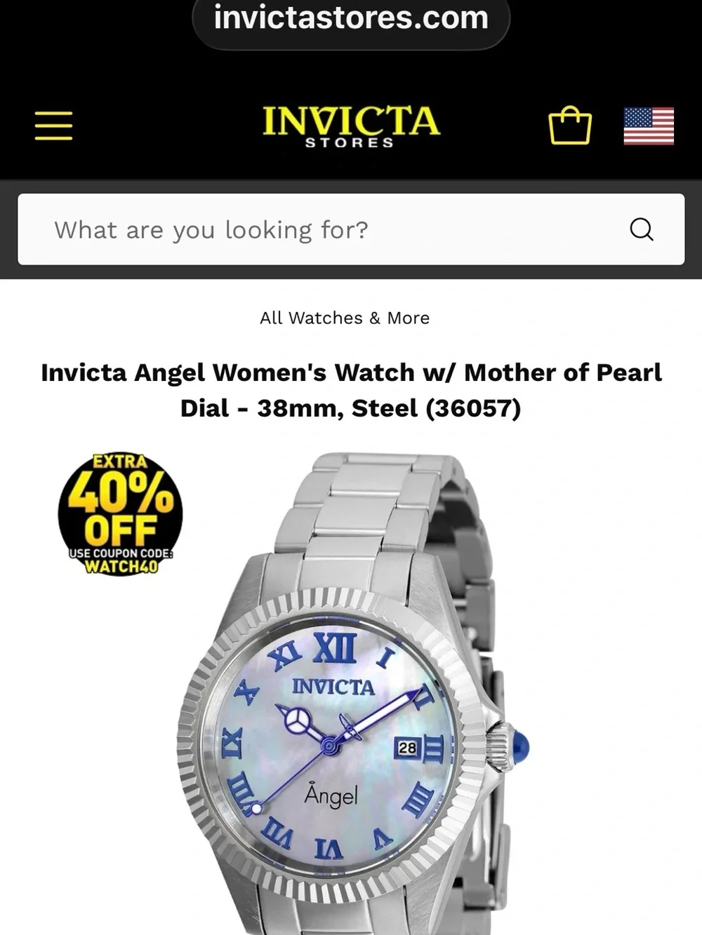 Invicta Angel Women's Watch w/ Mother of Pearl Dial - 38mm, Steel